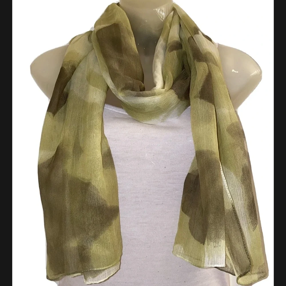 Green Mortada Scarf Ombré Shades 68 X 22 Inches Rectangle Wrap Hijab Lime Head - Picture 1 of 9